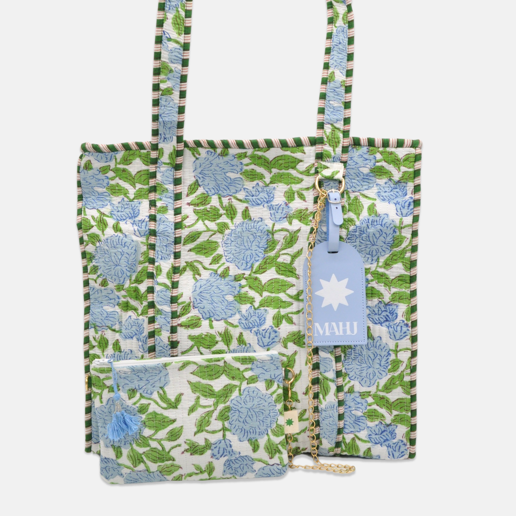 Cotton Floral Tote, Hydrangea and Chrysanthemum