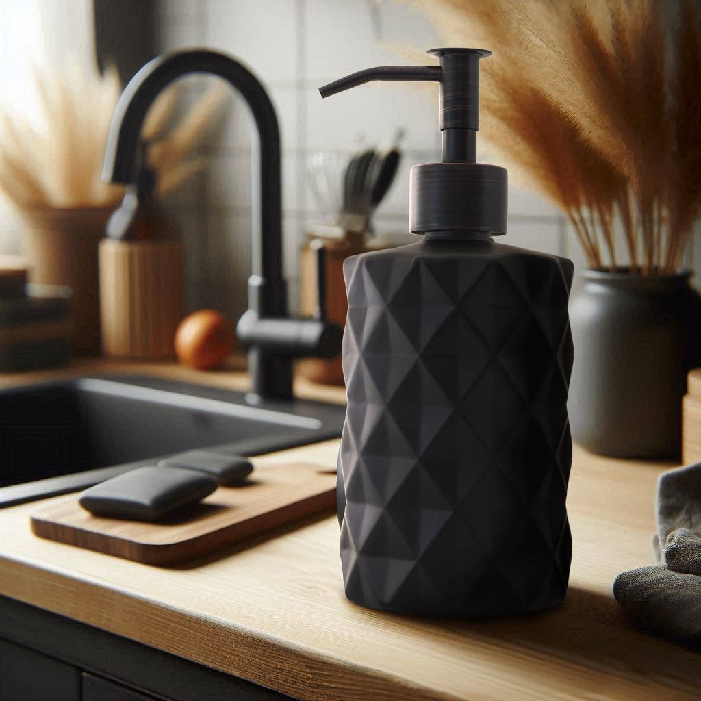 Slim Pump Diamond Pattern Glass Liquid Soap Dispenser