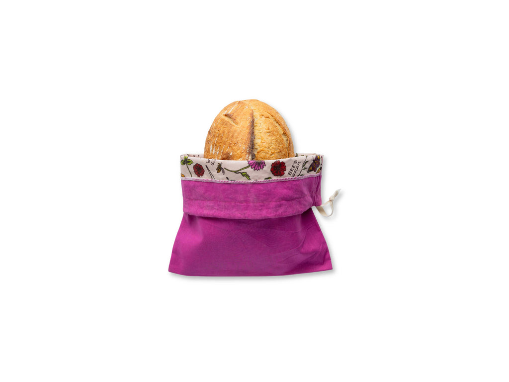 Artisan Bread Bag - Magenta, Meadow Magic lined