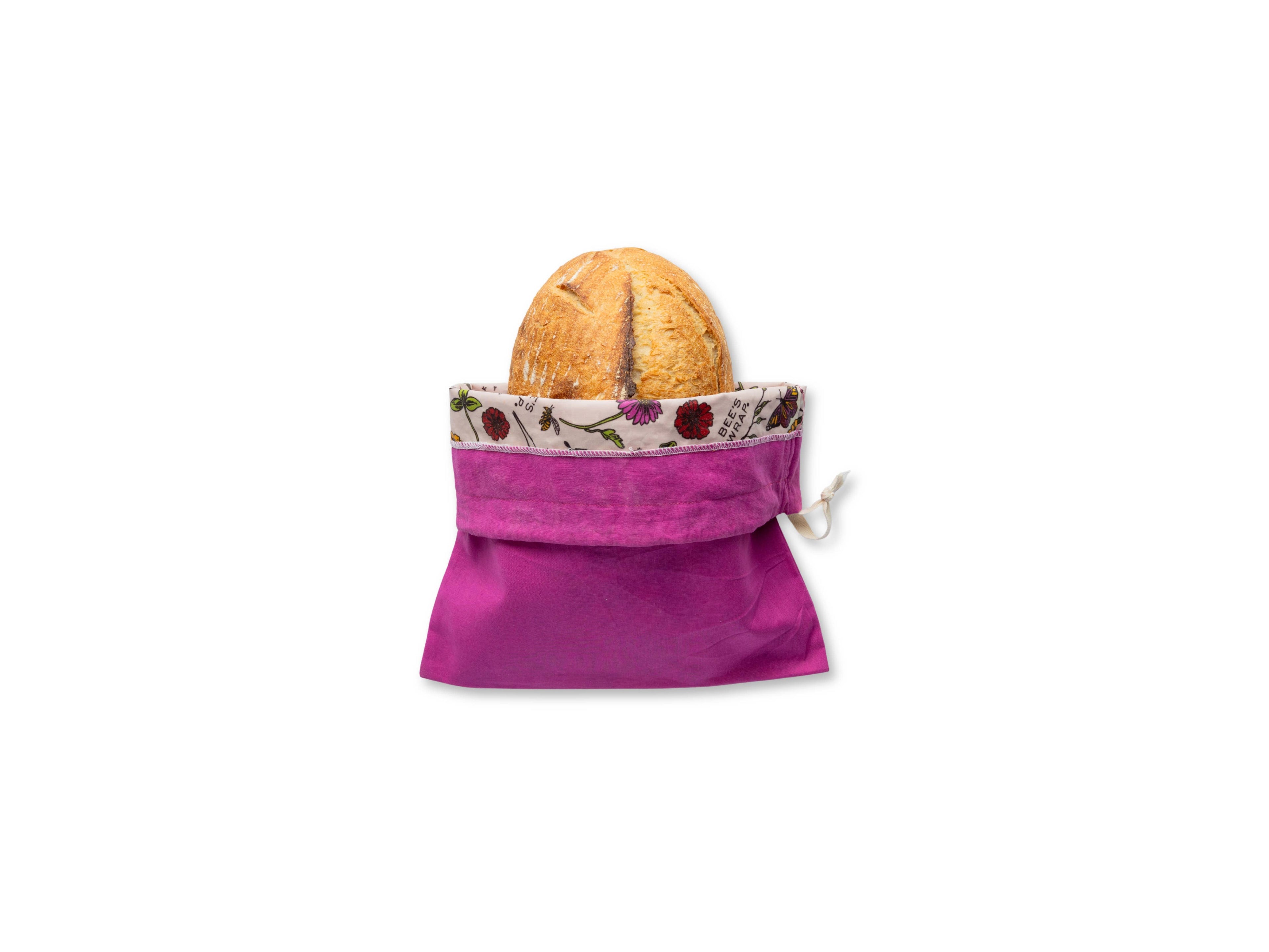 Artisan Bread Bag - Magenta, Meadow Magic lined