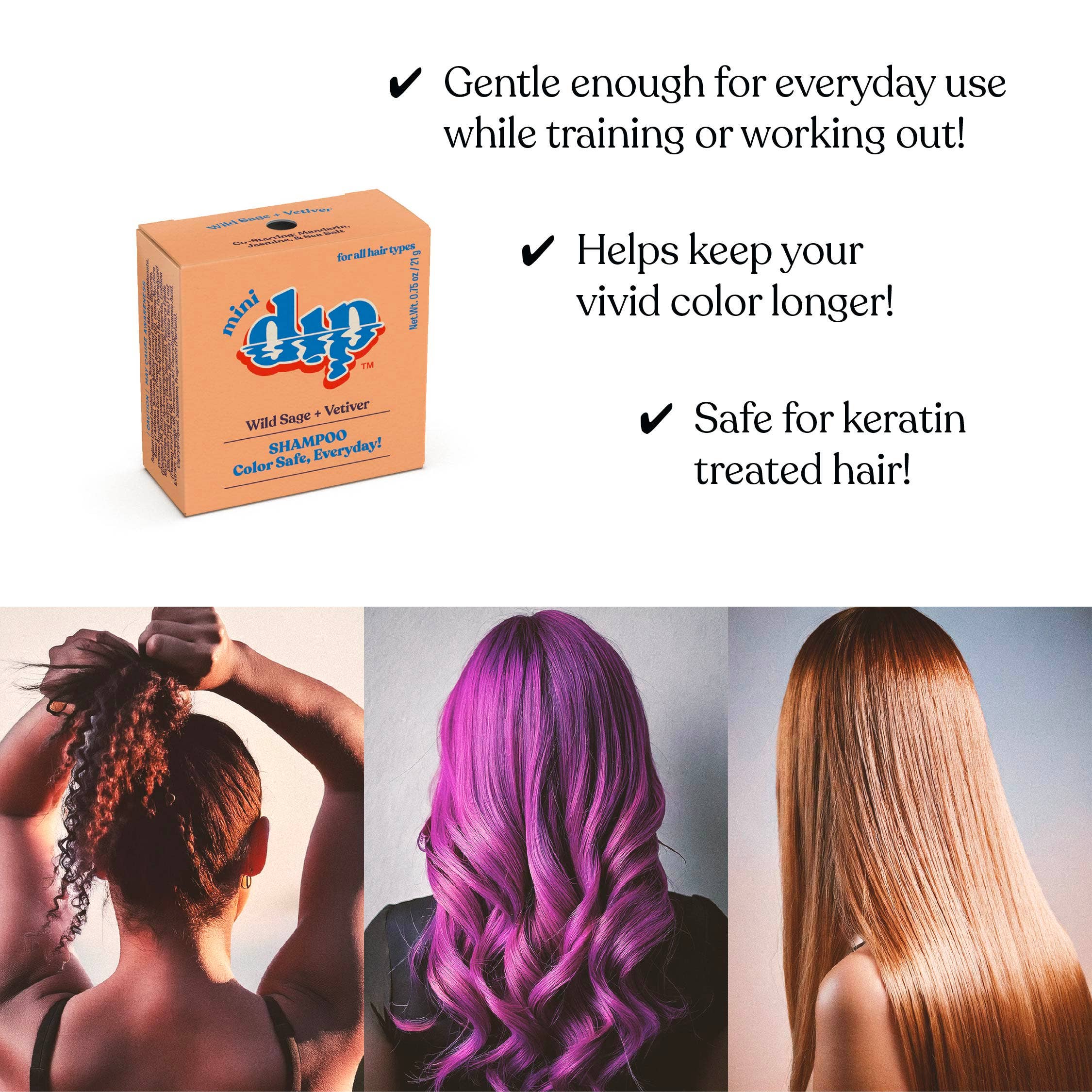 Mini Dip Shampoo Bar: Color Safe, Everyday - Wild Sage & Vetiver