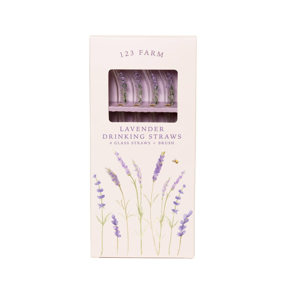 Lavender Drinking Straws – Glass with Lavender Sprigs 4-Pack