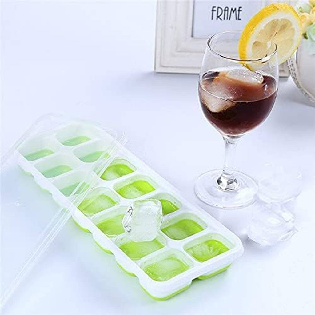 2 Pack Silicone stackable Ice Cube Trays - (White+Green)