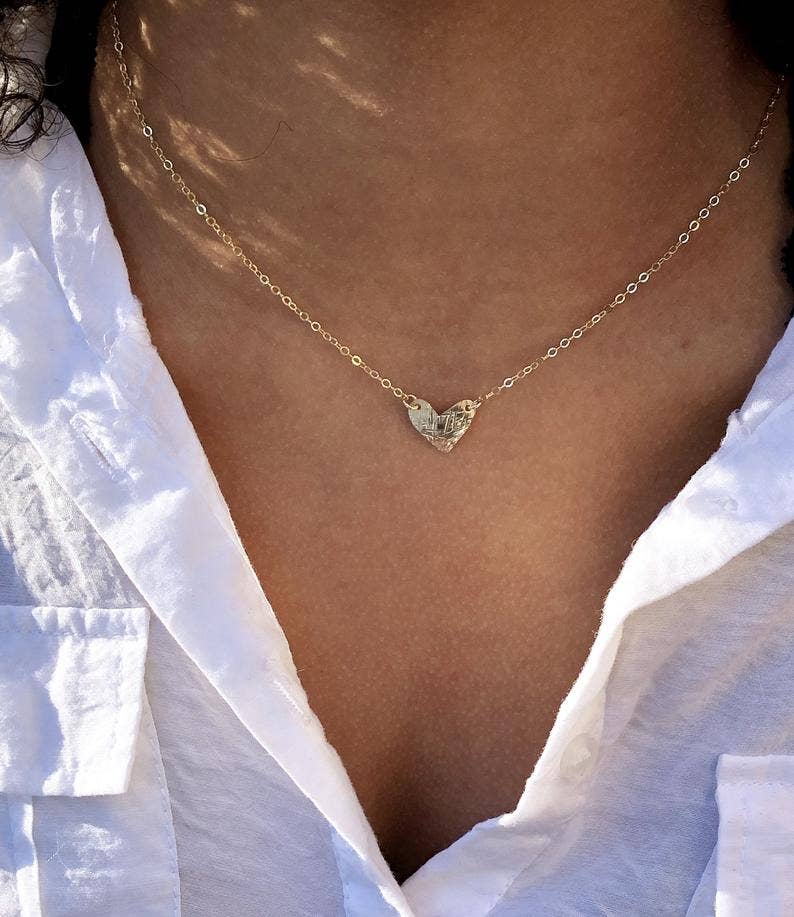 Tiny Textured Heart Necklace