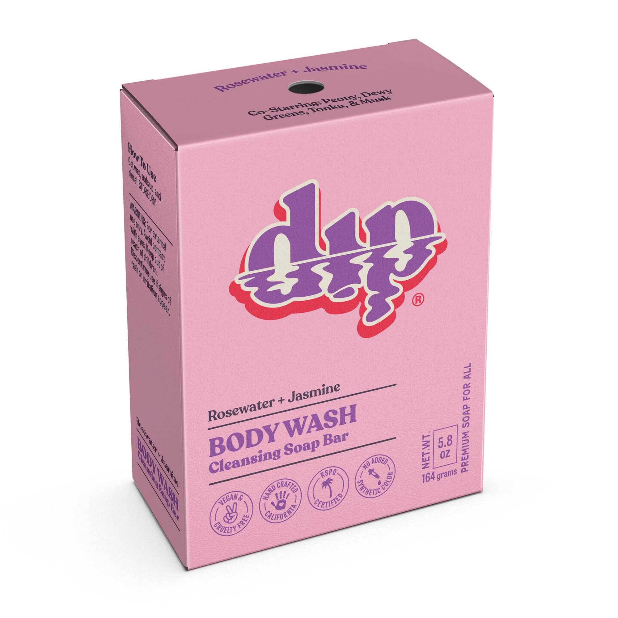 DIP Body Wash Cleansing Soap Bar - Rosewater & Jasmine