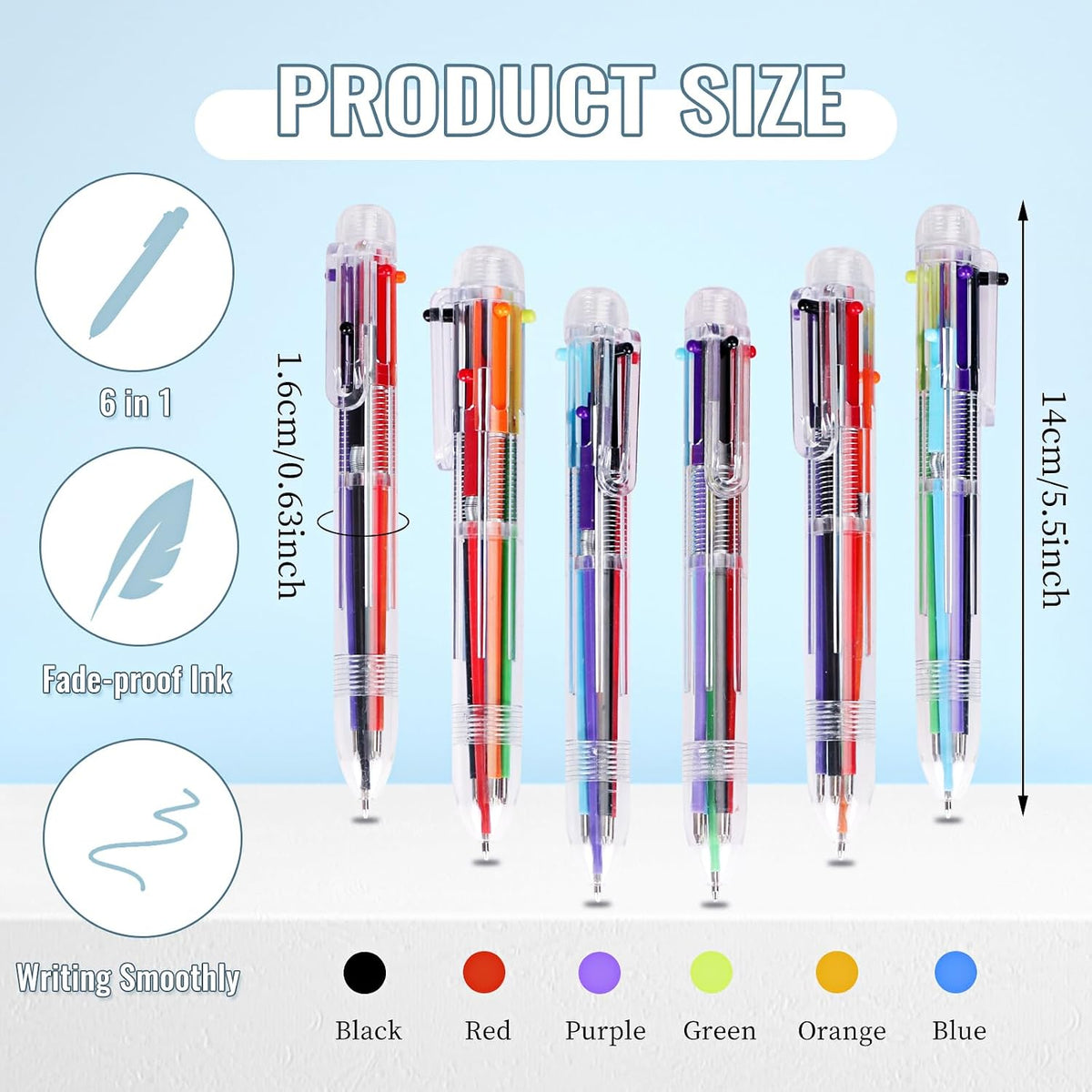 Multicolor Ballpoint Pens 6 in 1