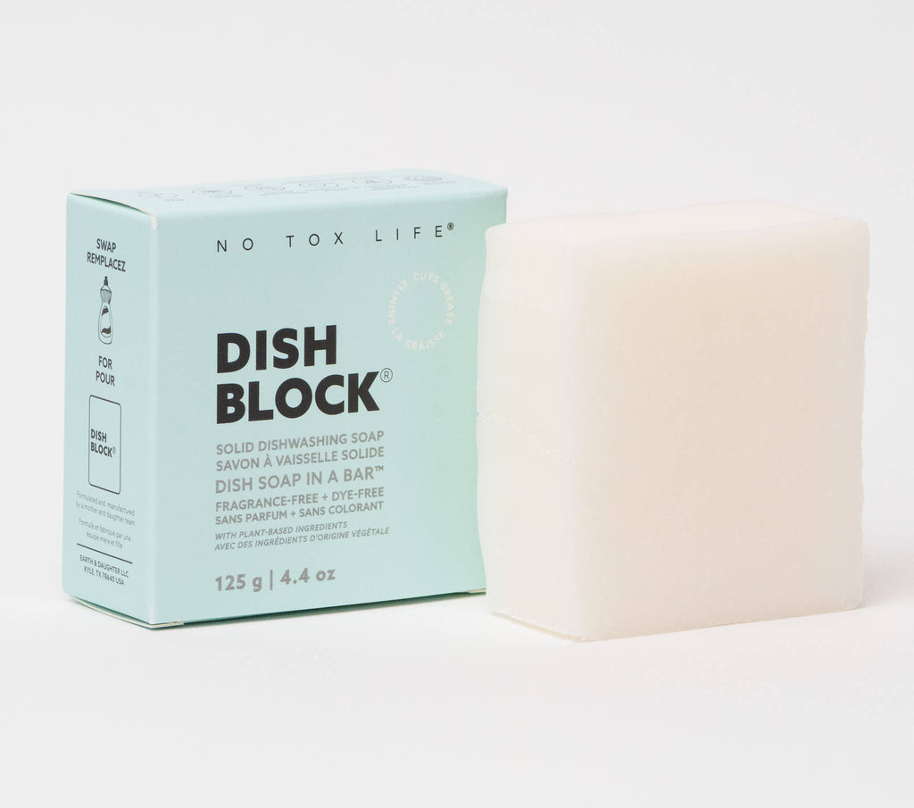 DISH BLOCK® solid dish soap 4.4oz | 125g Fragrance Free - No Tox Life