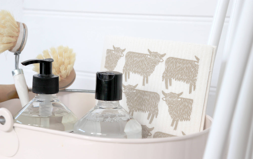 Swedish Dishcloth - Highland Cow - Sand