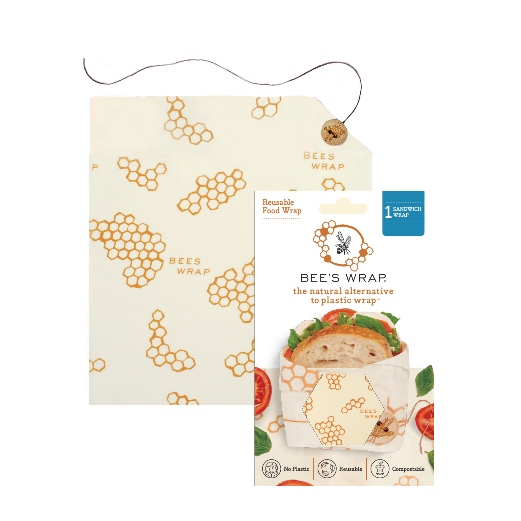 Sandwich Beeswax Food Wrap - Honeycomb