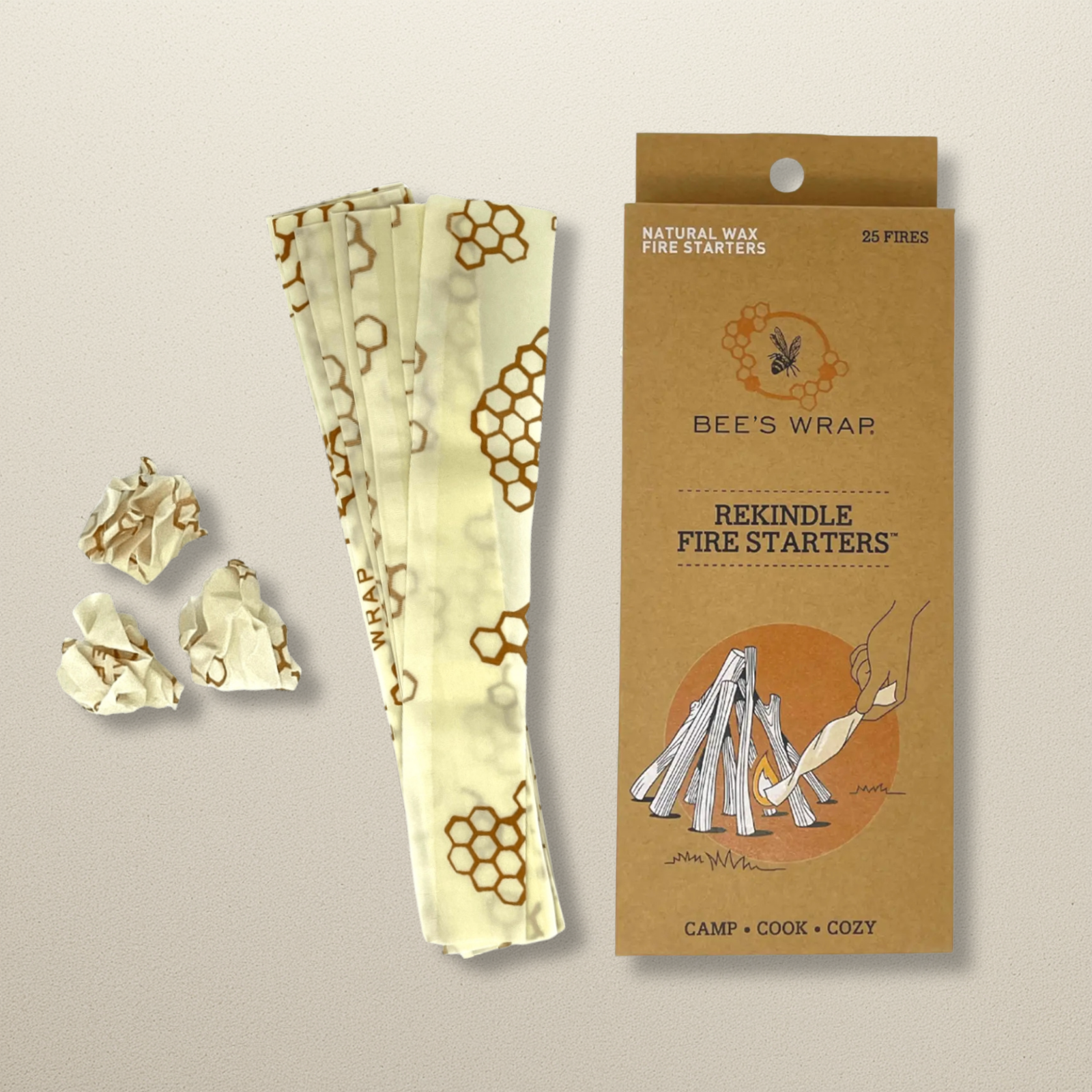Bees Wrap Zero Waste ReKindle Fire Starters™ - Recycled Wrap