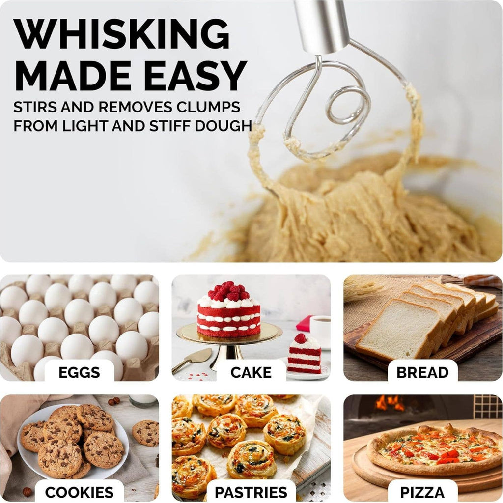 Danish Dough Whisk Stainless Steel - Single Eye Dough Hook