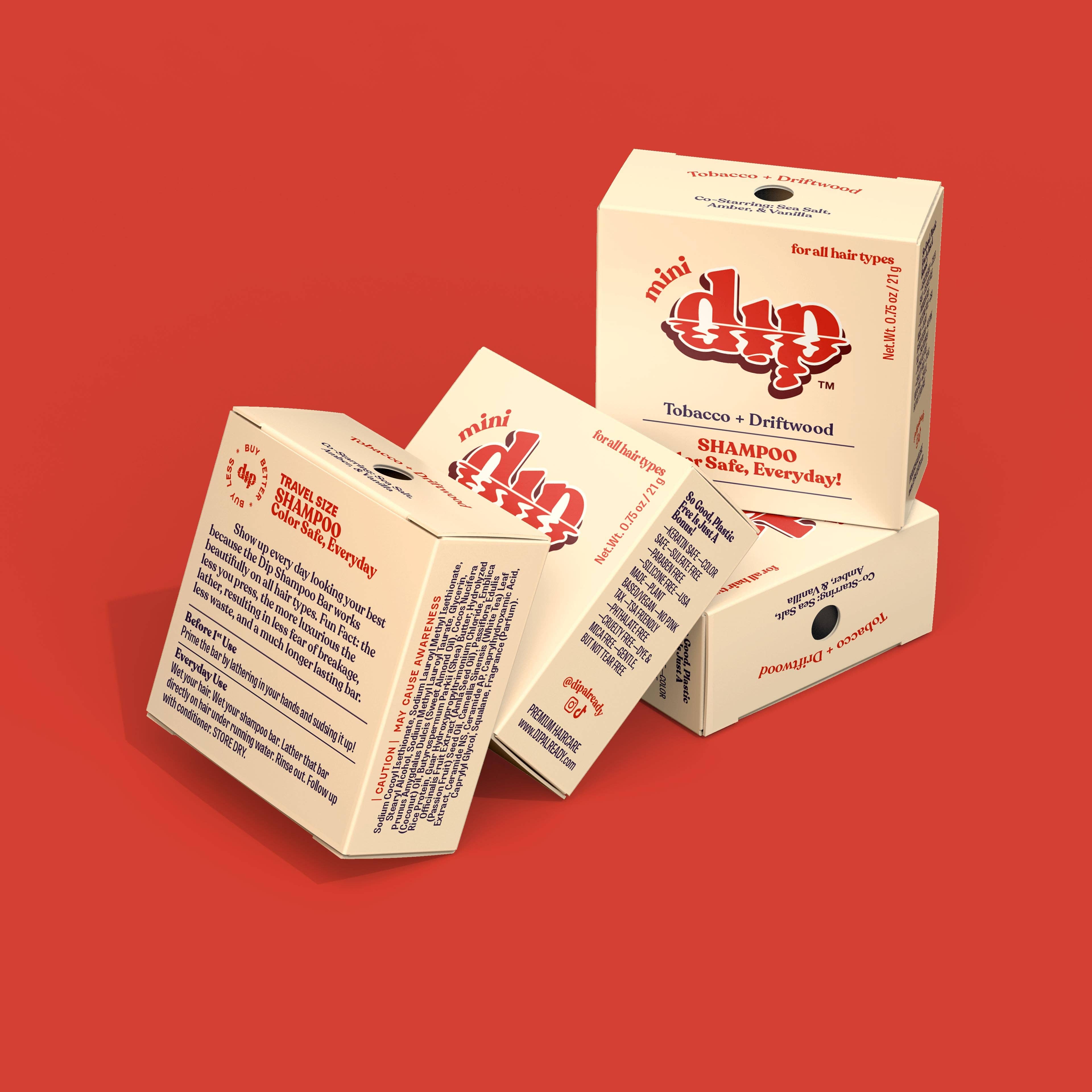 DIP Mini Dip Color Safe Shampoo Bar for Every Day - Tobacco & Driftwood