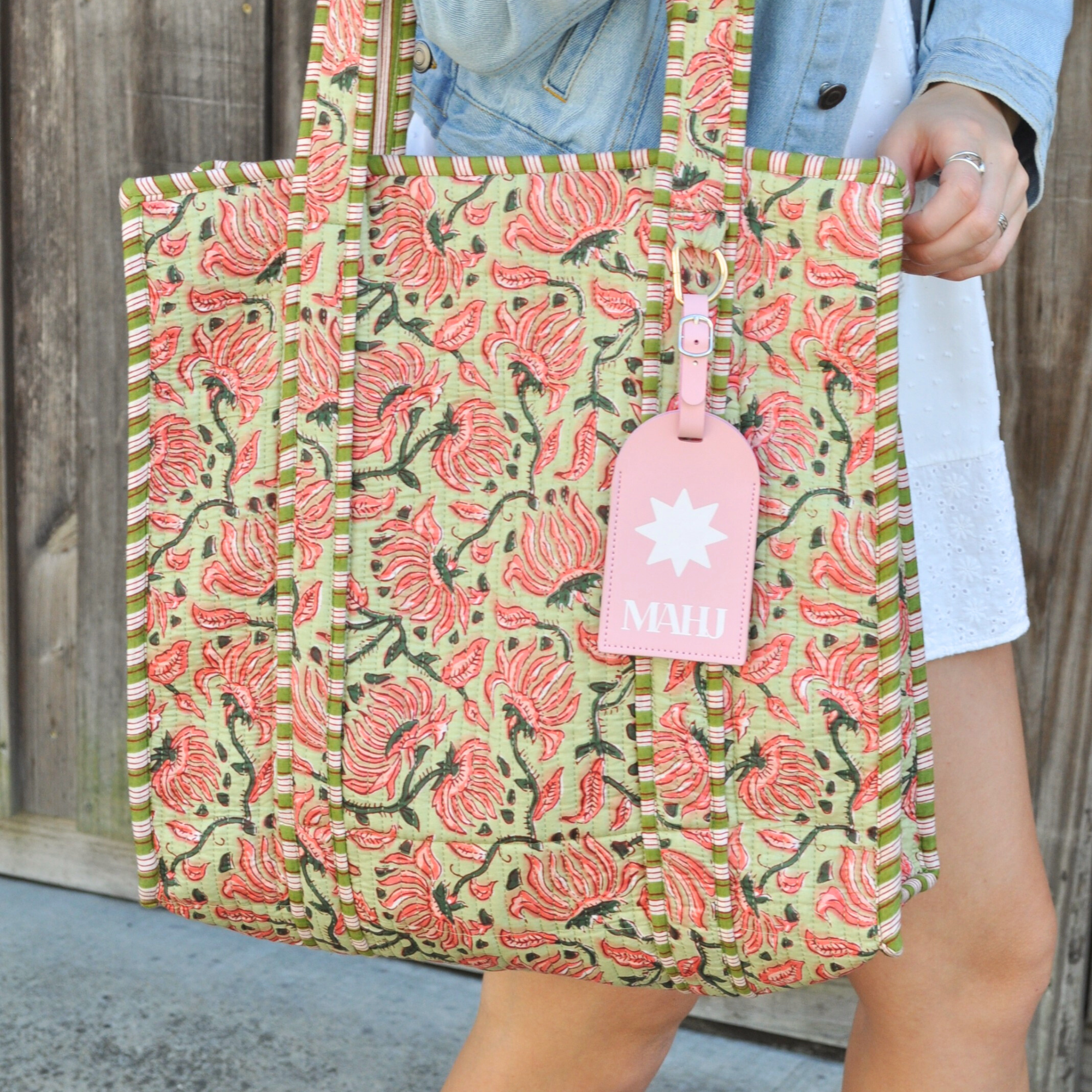 Cotton Floral Tote, Hydrangea and Chrysanthemum
