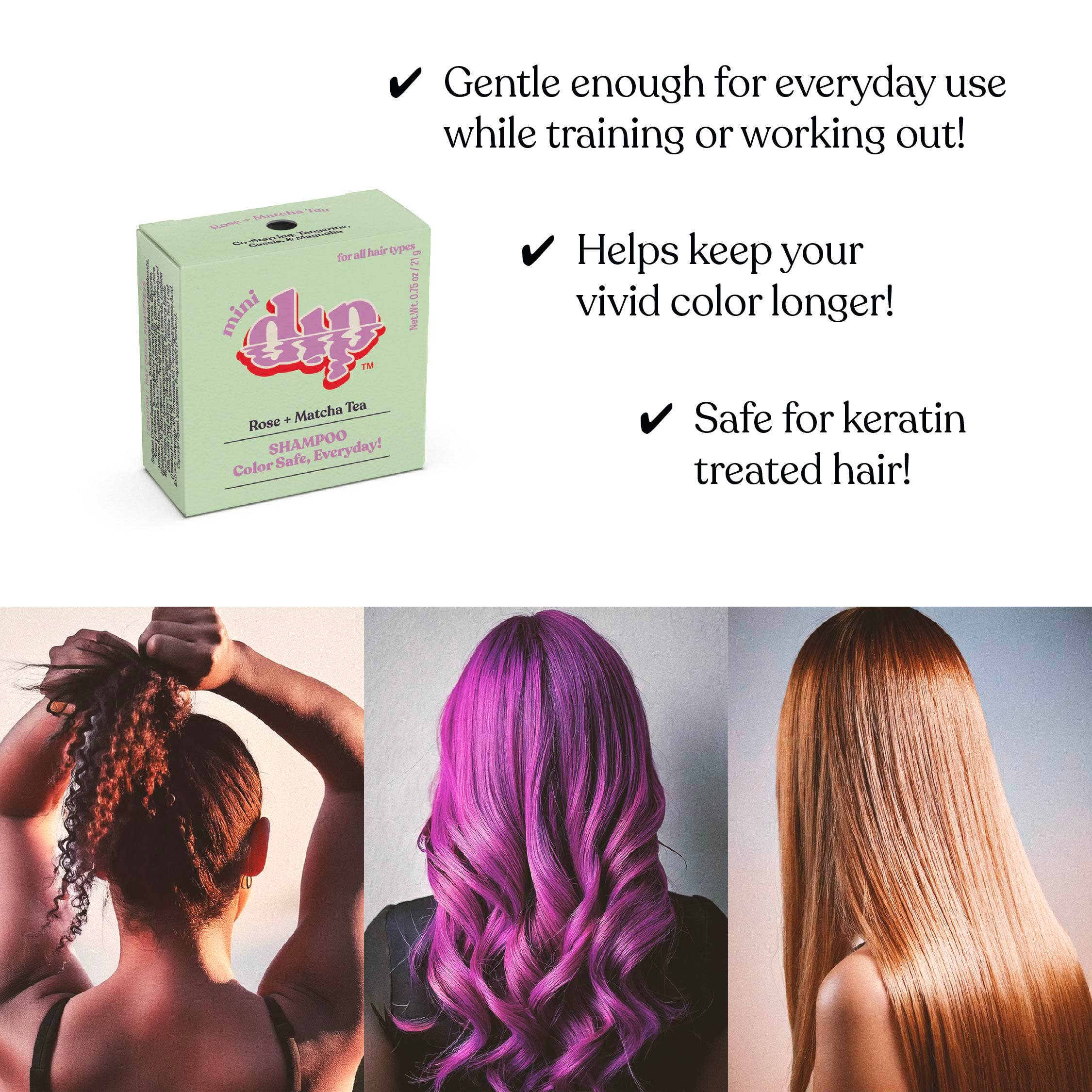 Mini Dip Shampoo Bar: Color Safe, Everyday - Rose & Matcha Tea