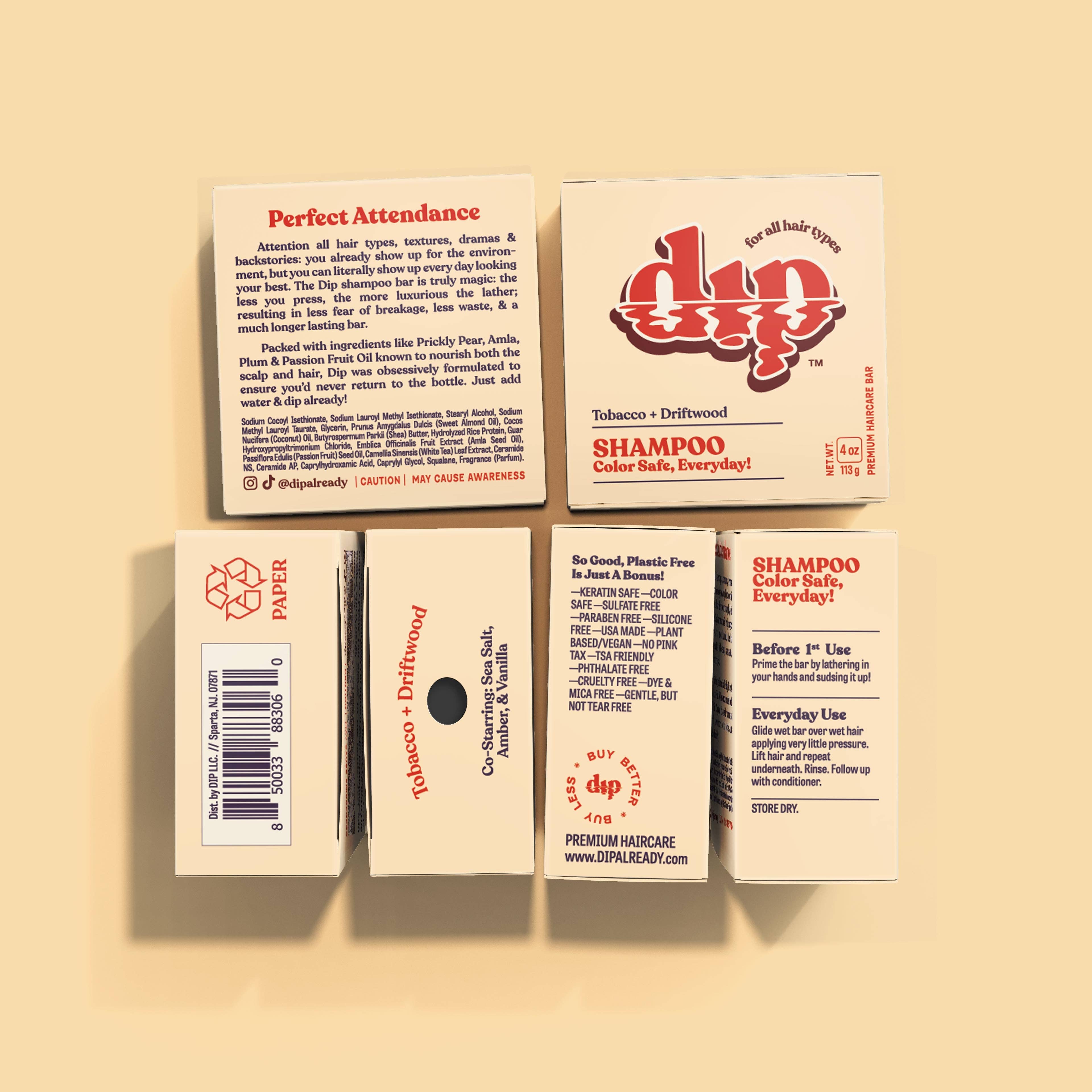 DIP Color Safe Shampoo Bar for Every Day - Tobacco & Driftwood