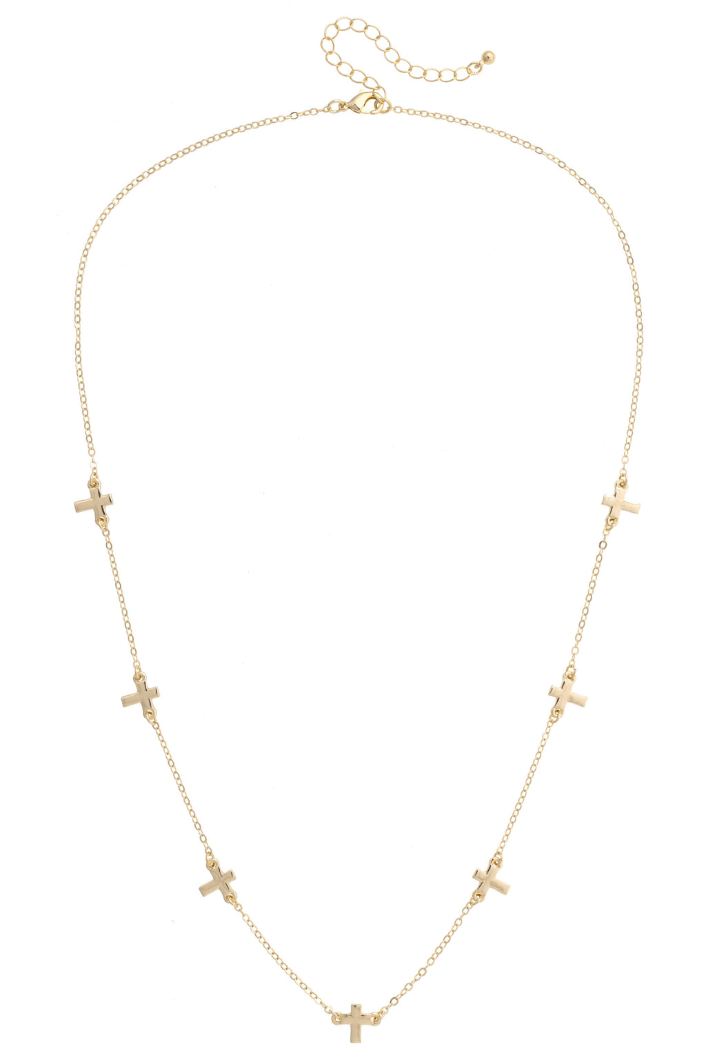 Matilda Tiny Cross Chain Necklace in Shiny Gold