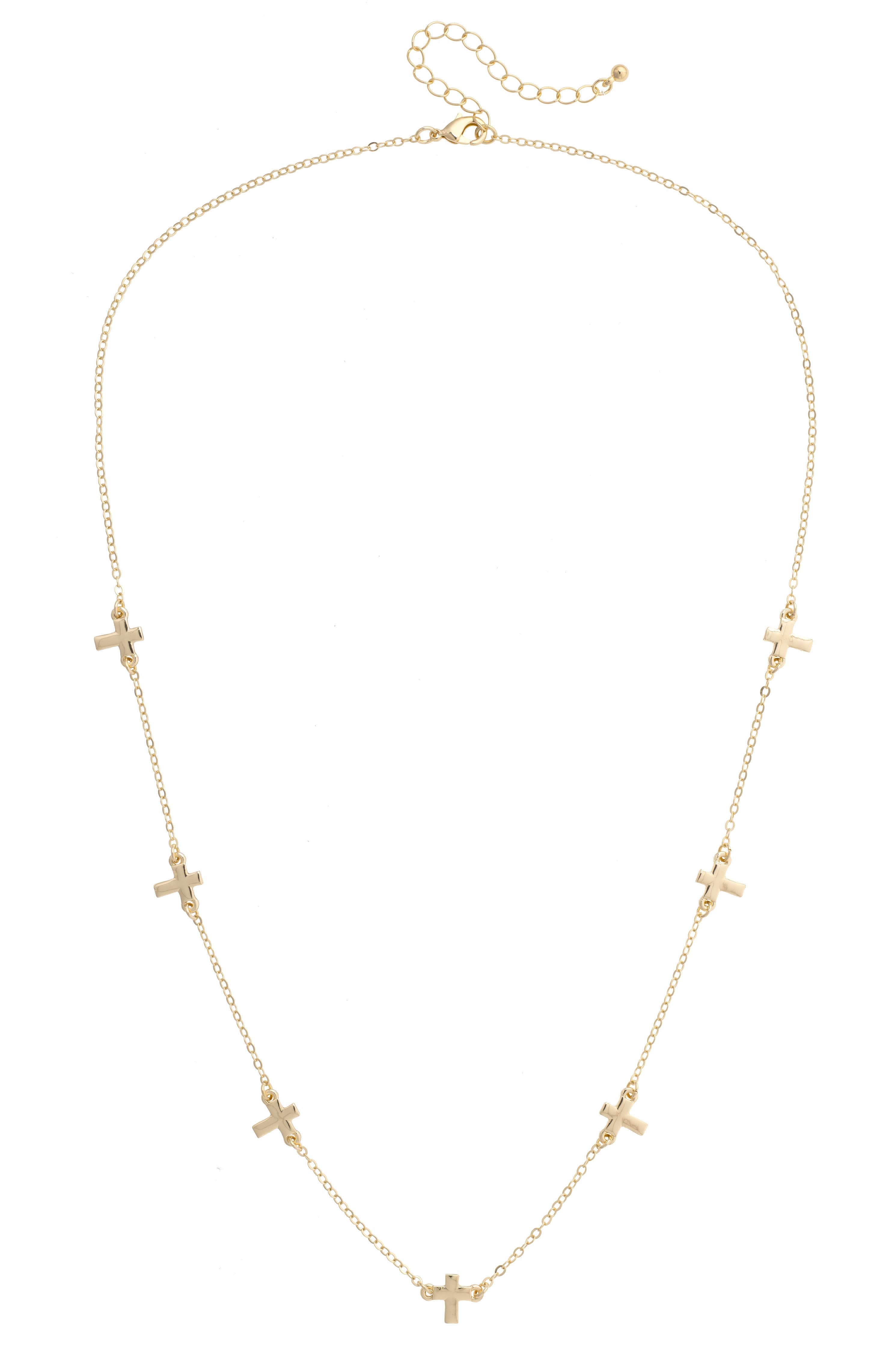 Matilda Tiny Cross Chain Necklace in Shiny Gold
