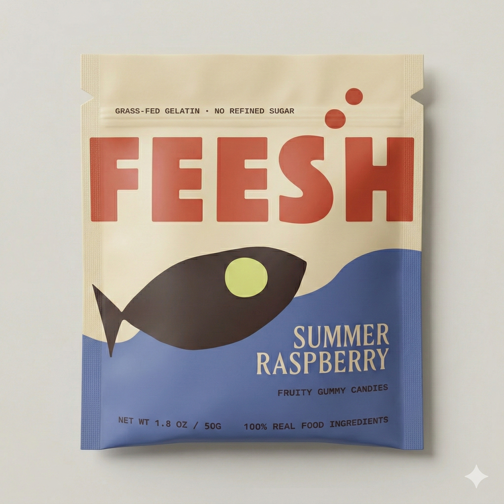 Summer Raspberry Fruity Gummy Fish - 100% Real Ingredients