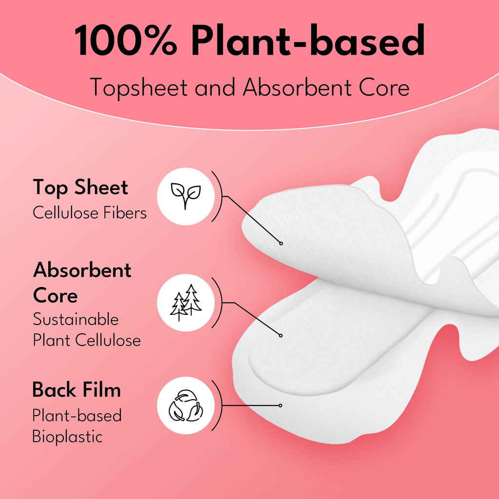 Sparkle Plant-based Maxi Pads Overnight 10ct - Heavy Flow