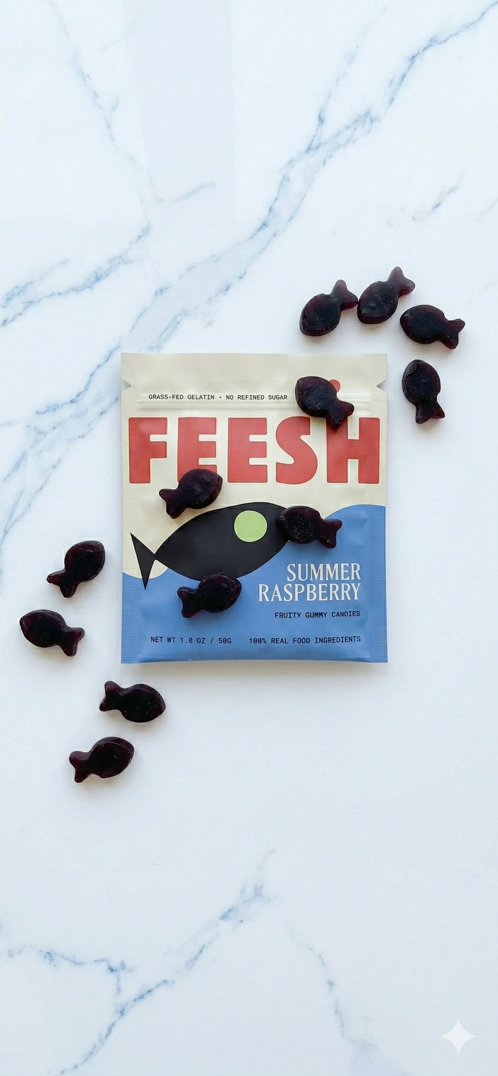 Summer Raspberry Fruity Gummy Fish - 100% Real Ingredients