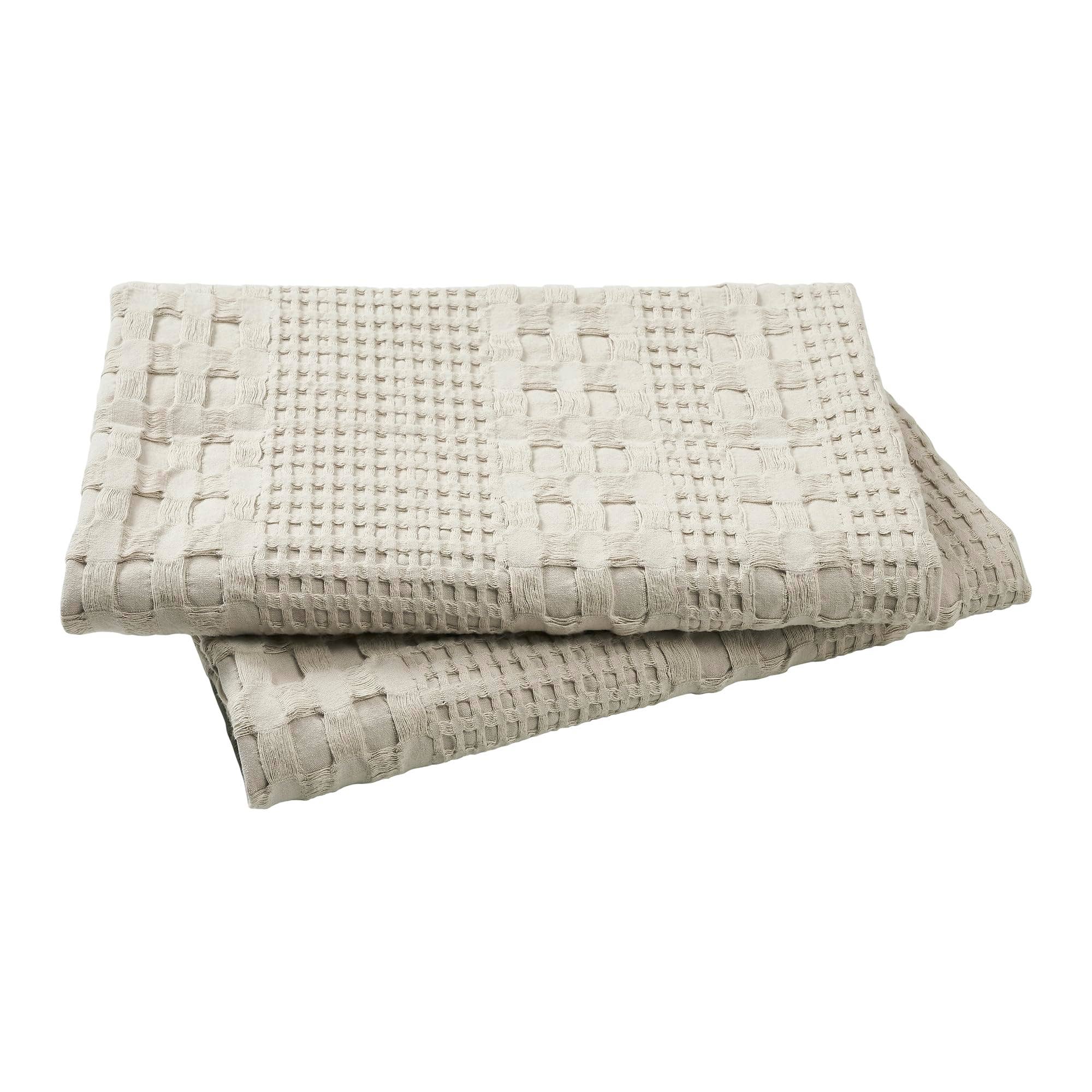 VHC Brands Waffle Weave Natural Pillow Covers 24x24 (Set of 2) - Farmhouse Boho Decorative Throw Pillow Shams for Bedroom & Living Room Decor
