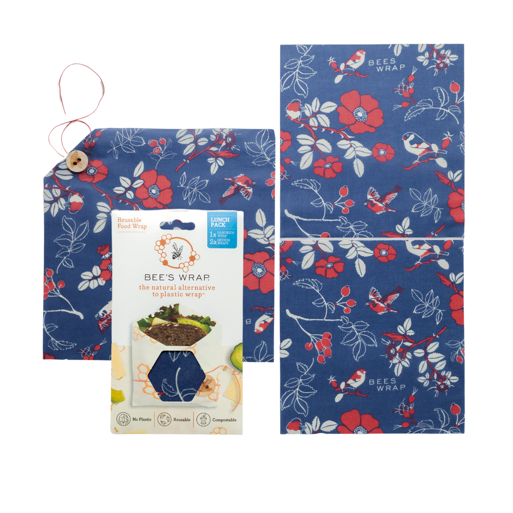 Lunch 3 Pack Beeswax Food Wrap- Botanical