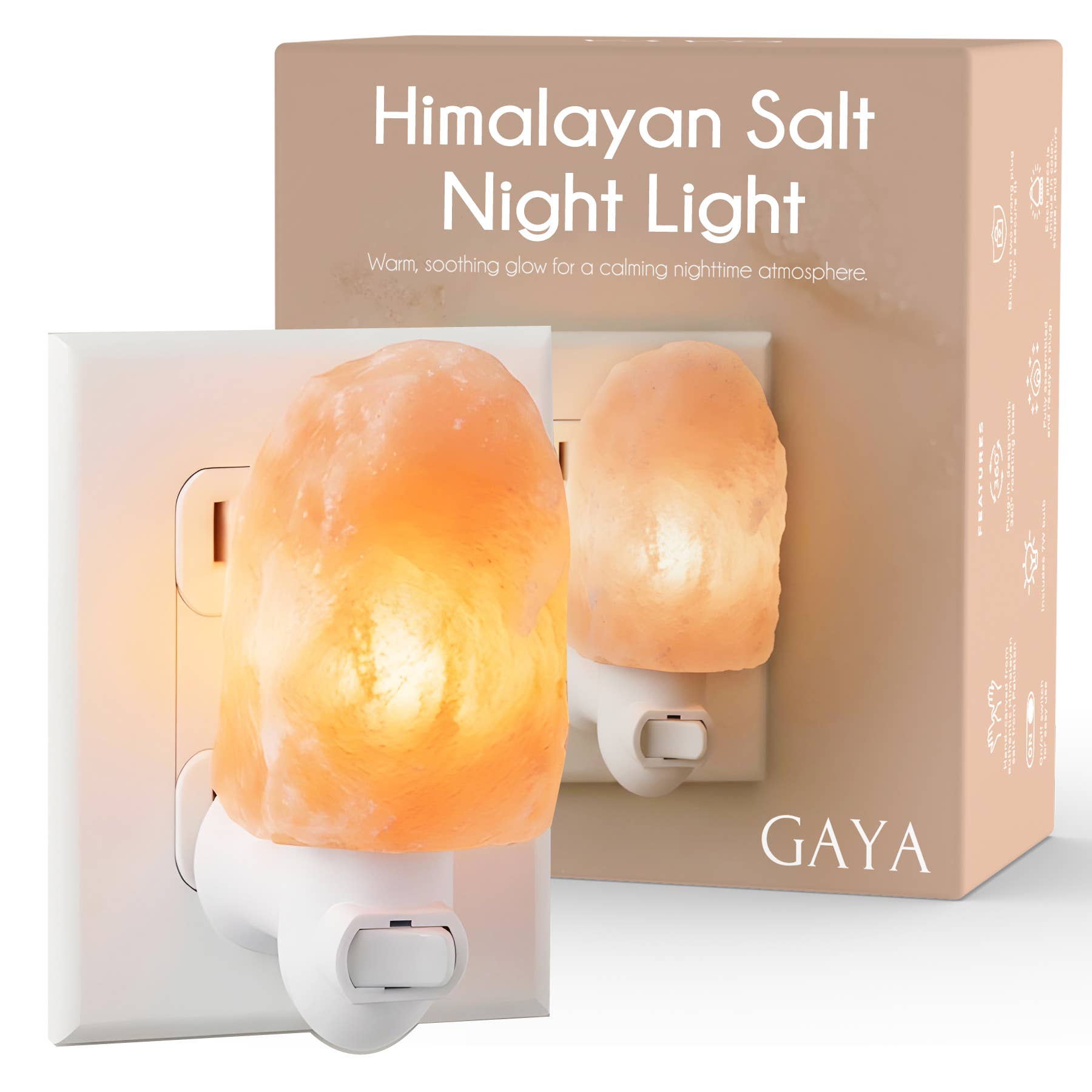 Himalayan Salt Night Light - Plug-In with Rotating Base