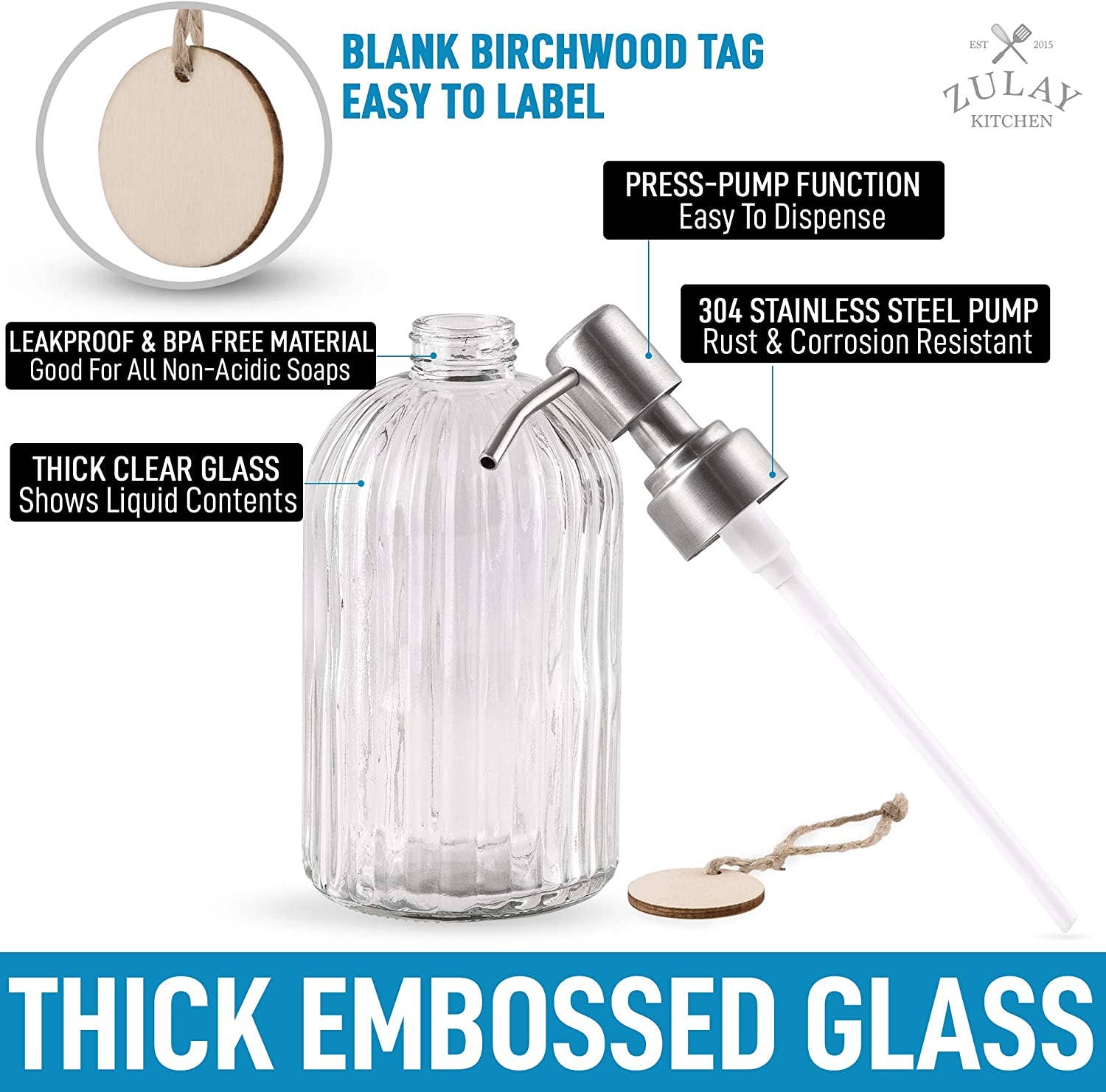 Glass Hand Soap Dispenser -16oz