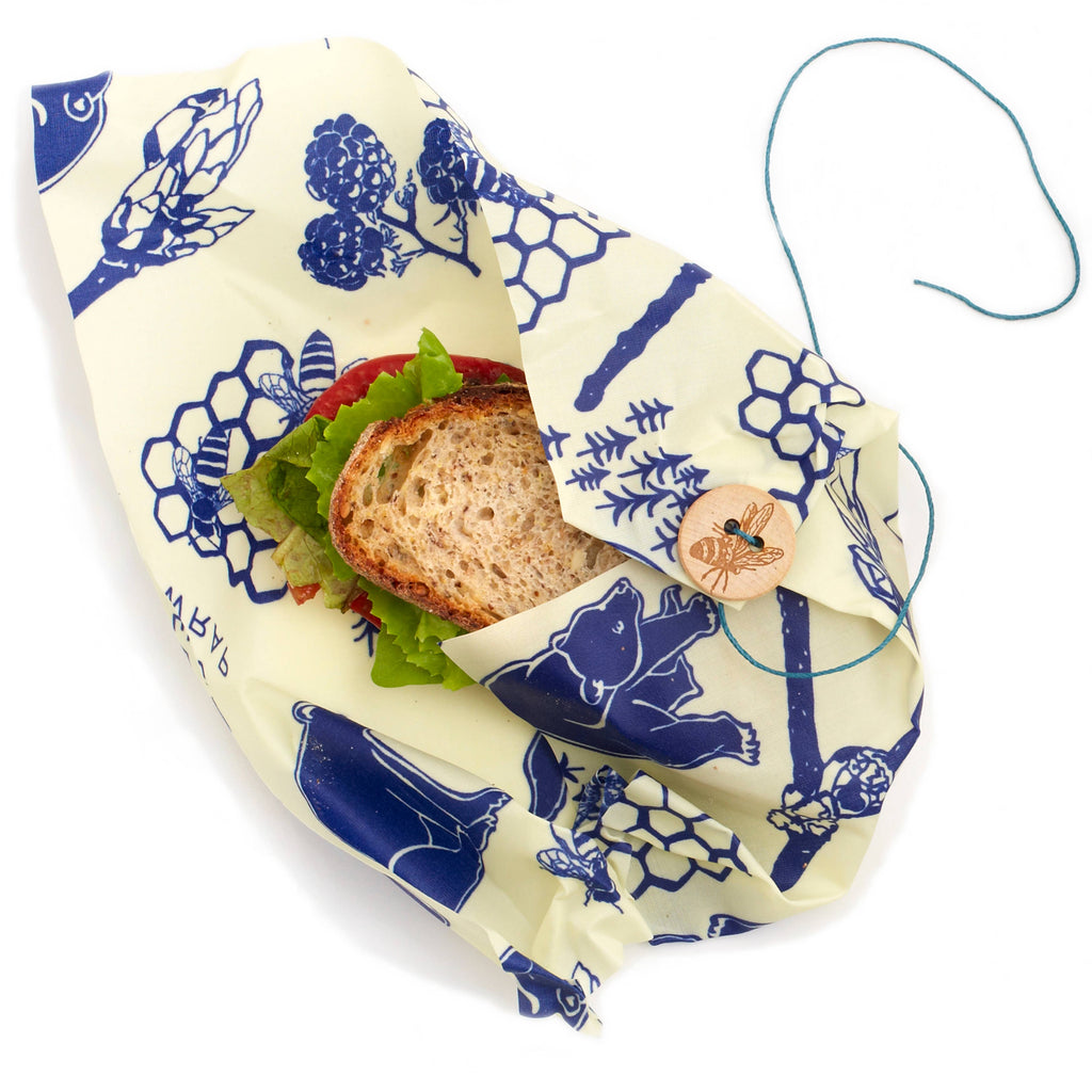 Lunch 3 Pack Beeswax Food Wrap - Bees & Bears Print