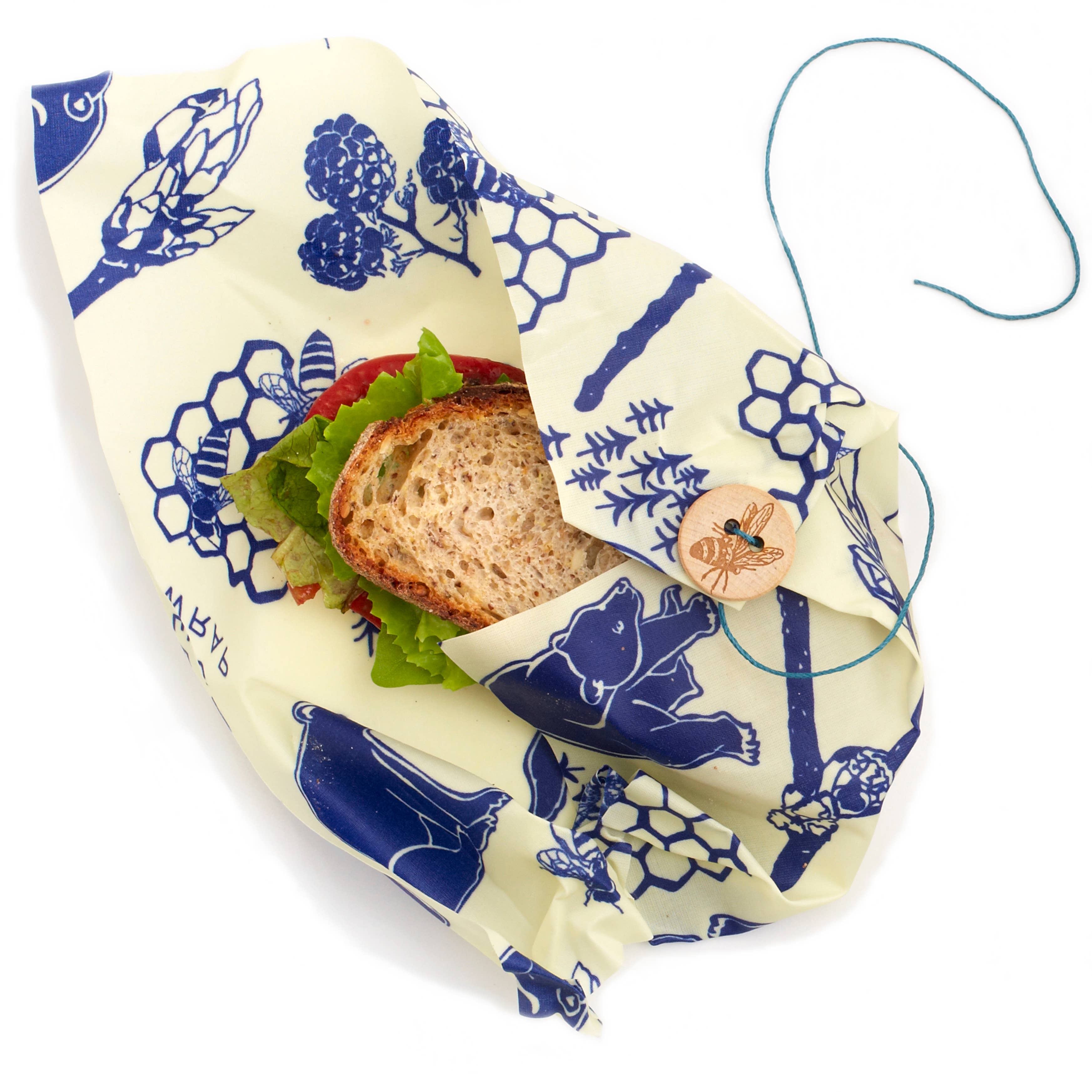 Lunch 3 Pack Beeswax Food Wrap - Bees & Bears Print