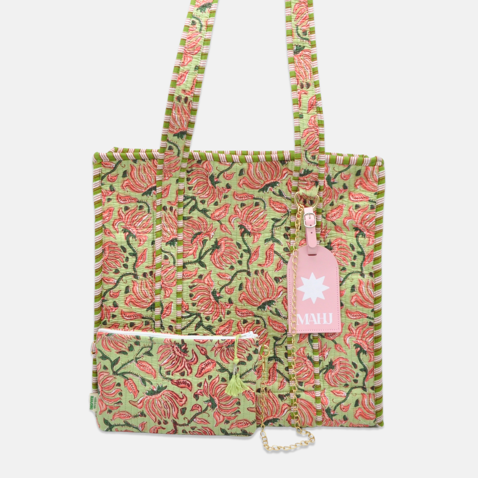 Cotton Floral Tote, Hydrangea and Chrysanthemum