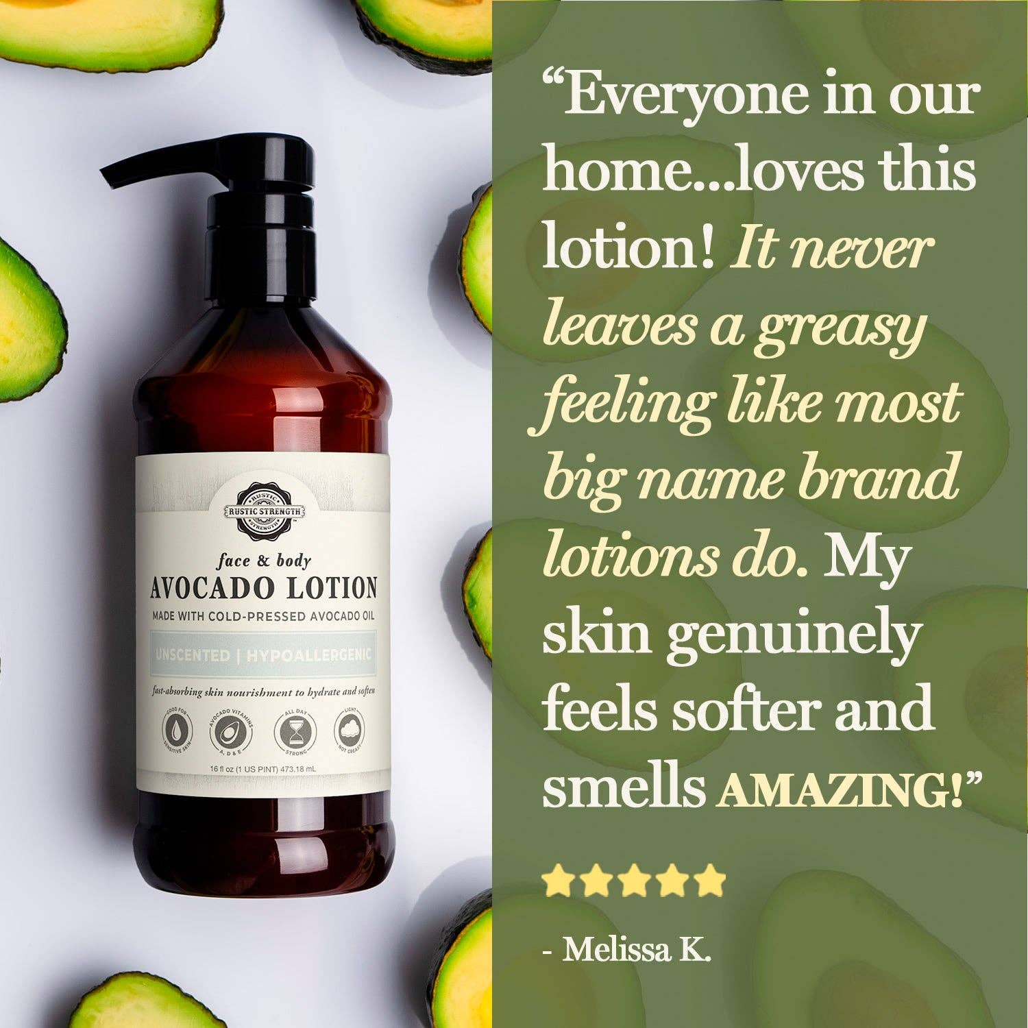 Rustic Strength Avocado Lotion for Face & Body