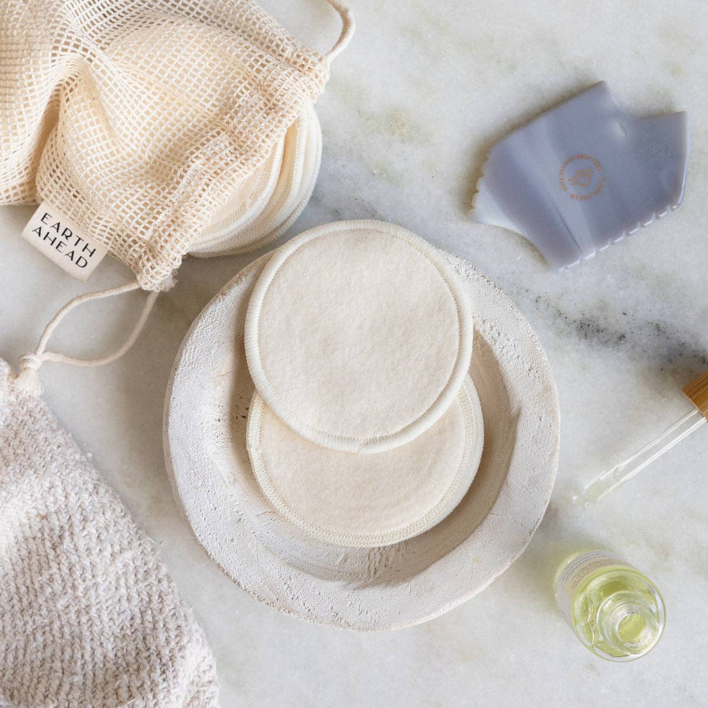 Earth Ahead 20 Extra Soft Reusable Hemp Makeup Pads in Cotton Wash Bag