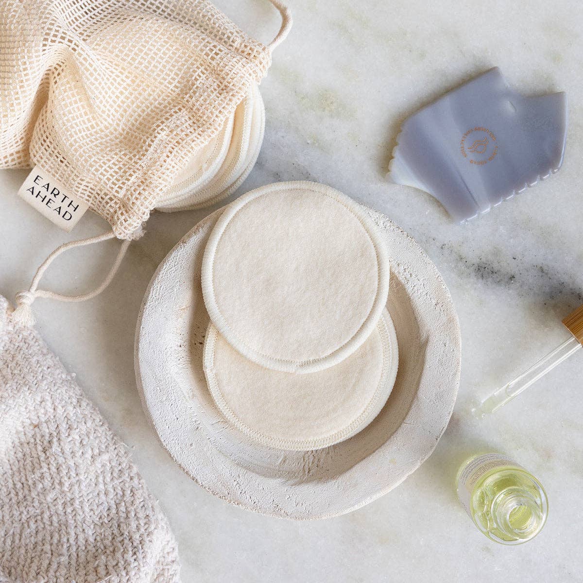 Earth Ahead 20 Extra Soft Reusable Hemp Makeup Pads in Cotton Wash Bag