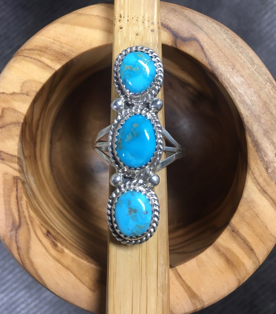 Genuine Turquoise 3 stone ring
