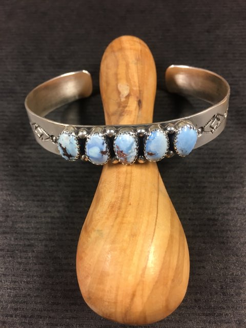 Genuine Turquoise Cuff 5 stone Bracelet