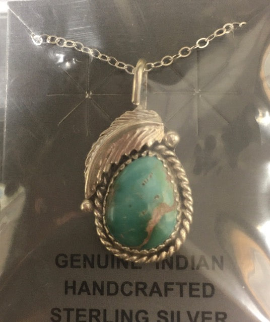 Genuine Turquoise Necklace with Floral Silver