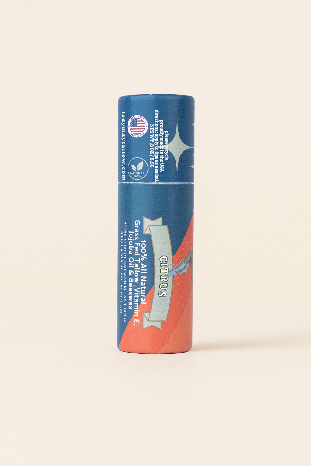 Tallow Lip Balm - Natural Beef Tallow Lip Moisturizer with Beeswax & Jojoba Oil