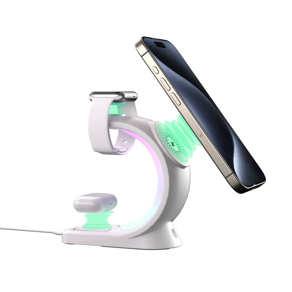 3-in-1 Charger Station w/ Night Lamp & Adapter