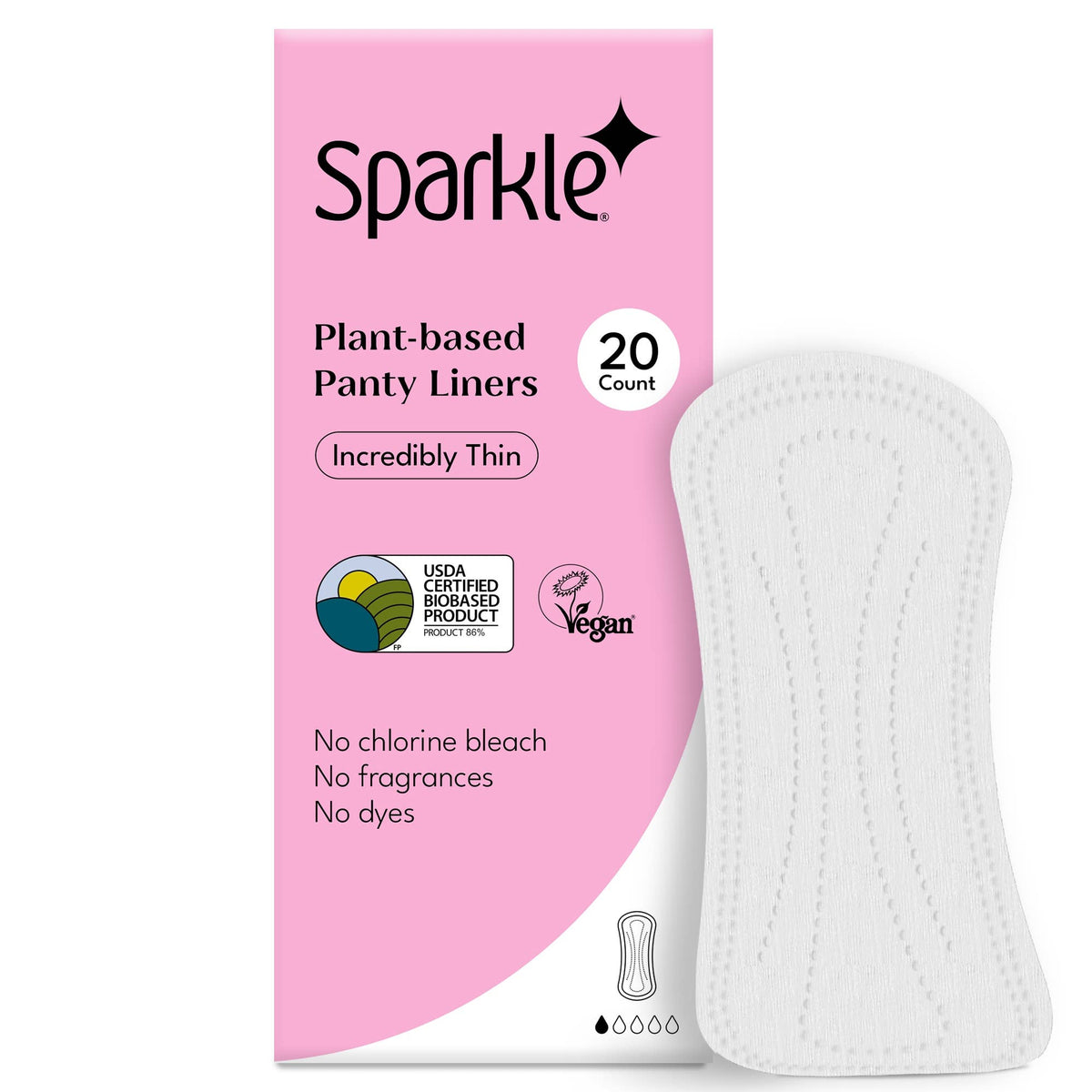 Sparkle Plant-based Panty Liners - 20ct - For Daily Wear