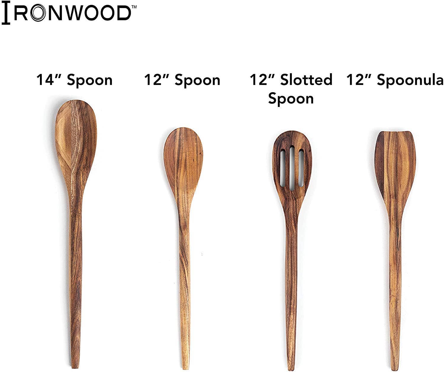 Ironwood Acacia Wood Long Spoon Utensil for Cooking, 14"