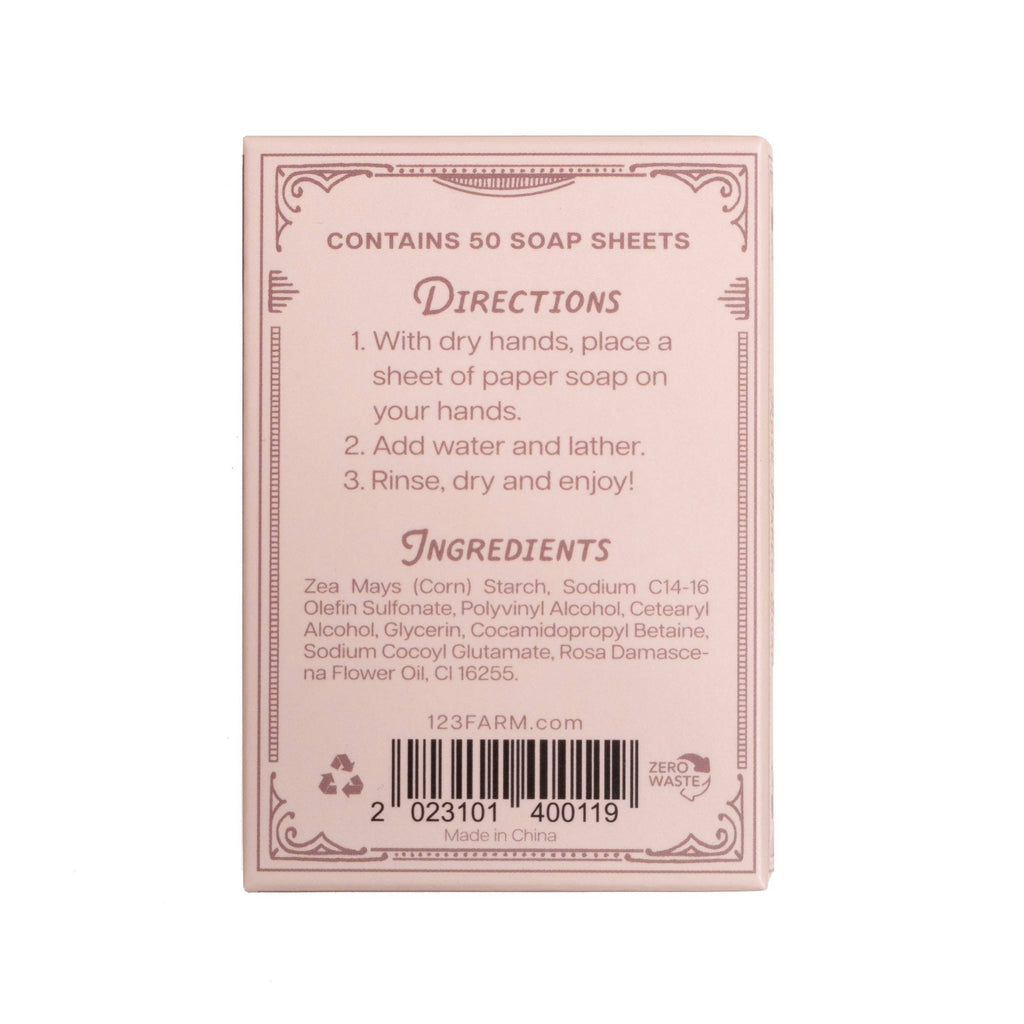Paper Soap – Rose Scent, Travel Size, 50 Sheets