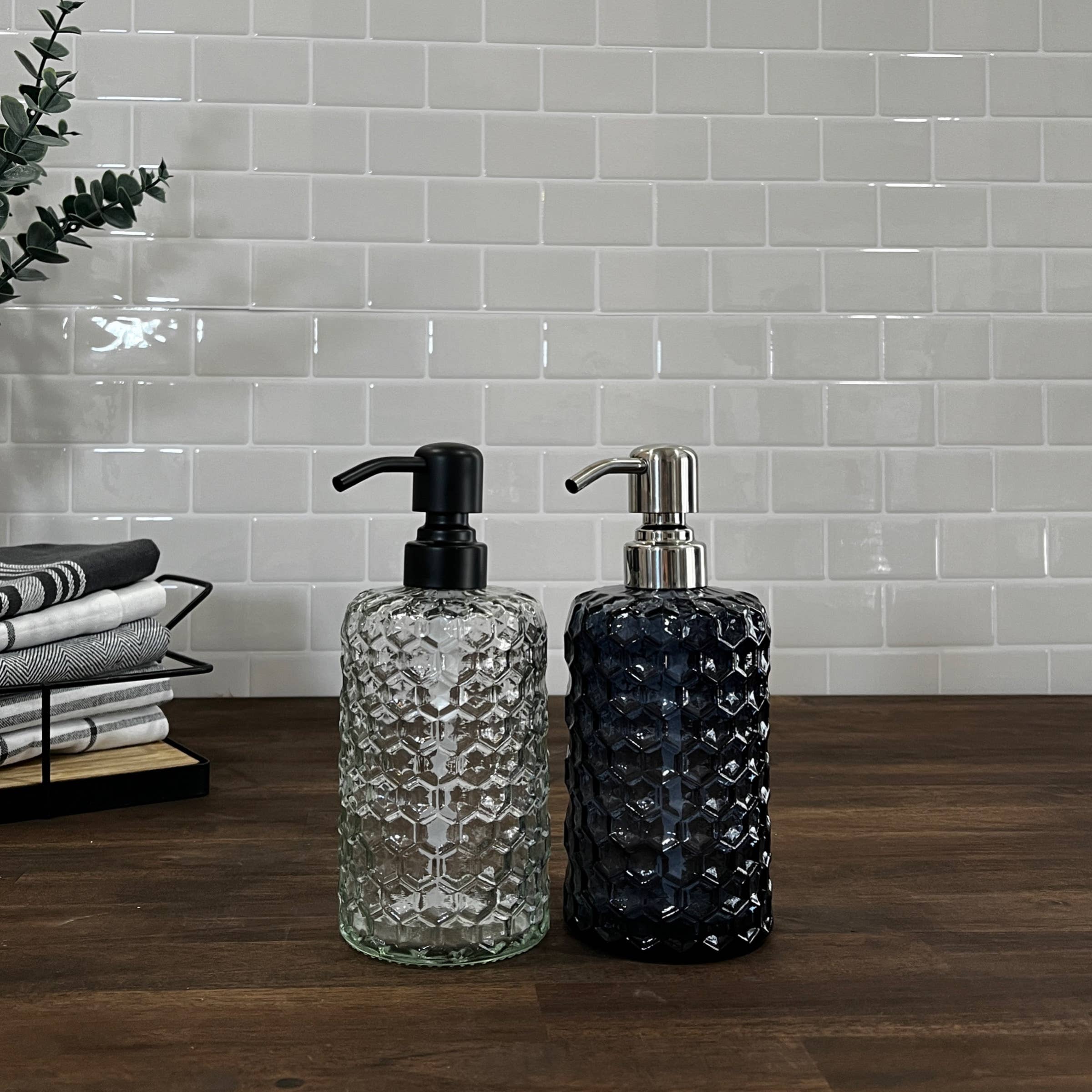 14oz Honeycomb Clear Soap Dispenser Bottle with Metal Pump
