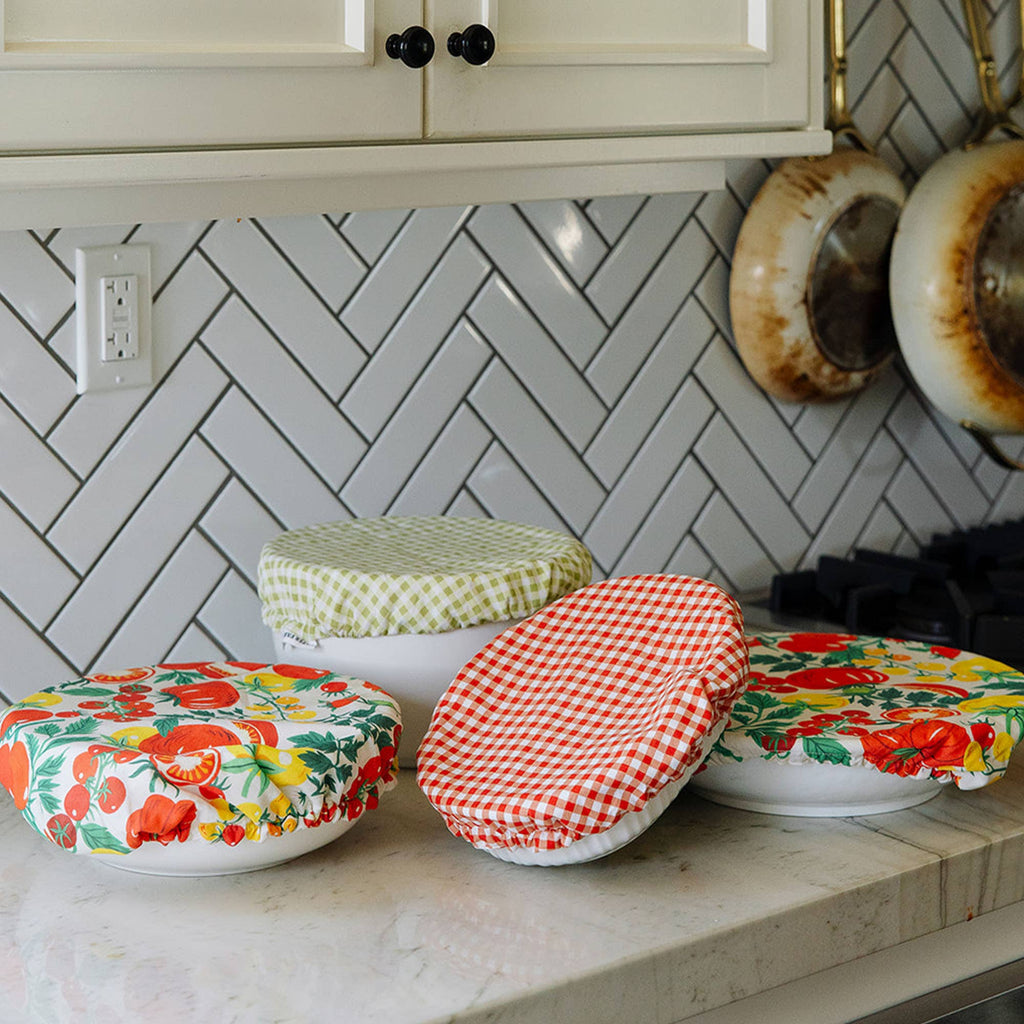 Tomato Vine Reusable Fabric Bowl Cover Set