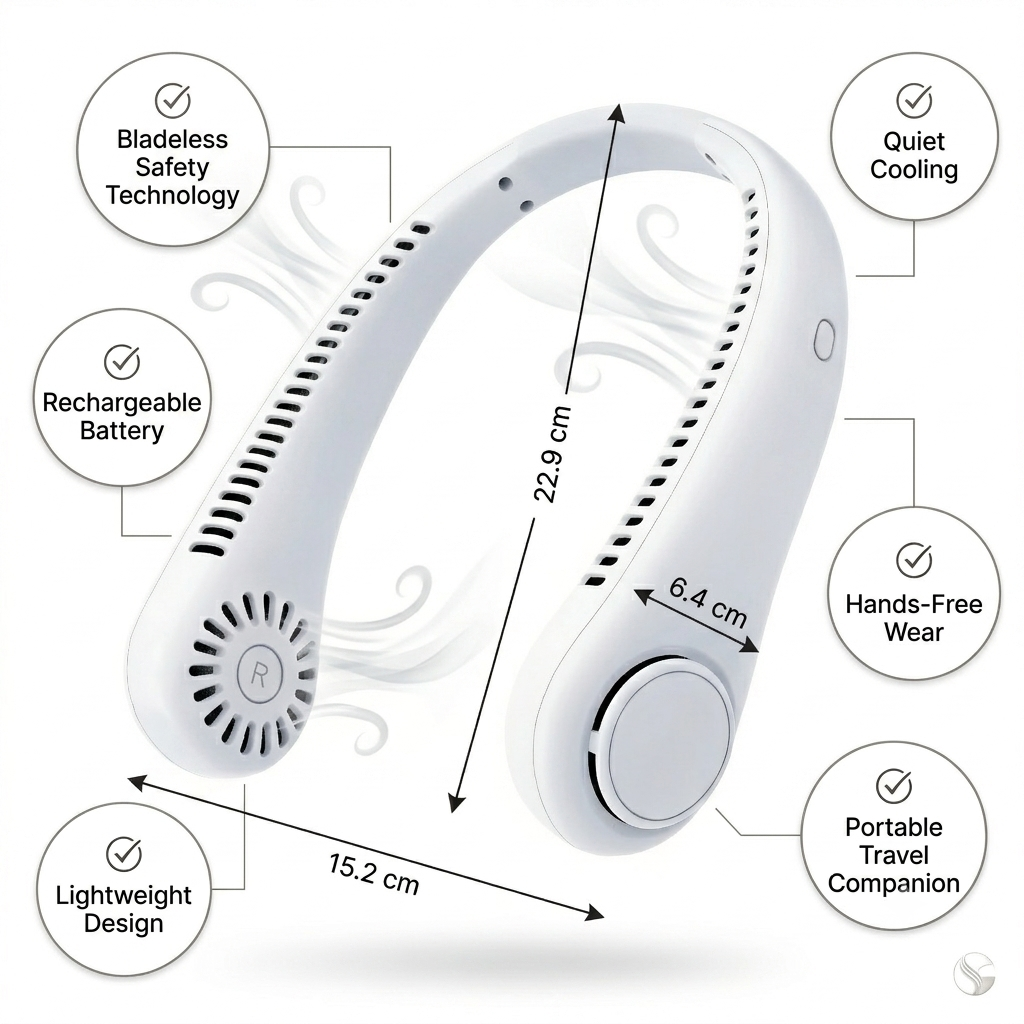 Bladeless Neckband Electrical Fan | Rechargeable Mini Fan