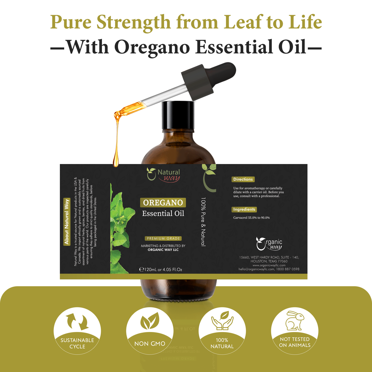 Natural Way Oregano Essential Oil | 4 Fl Oz (120 mL)