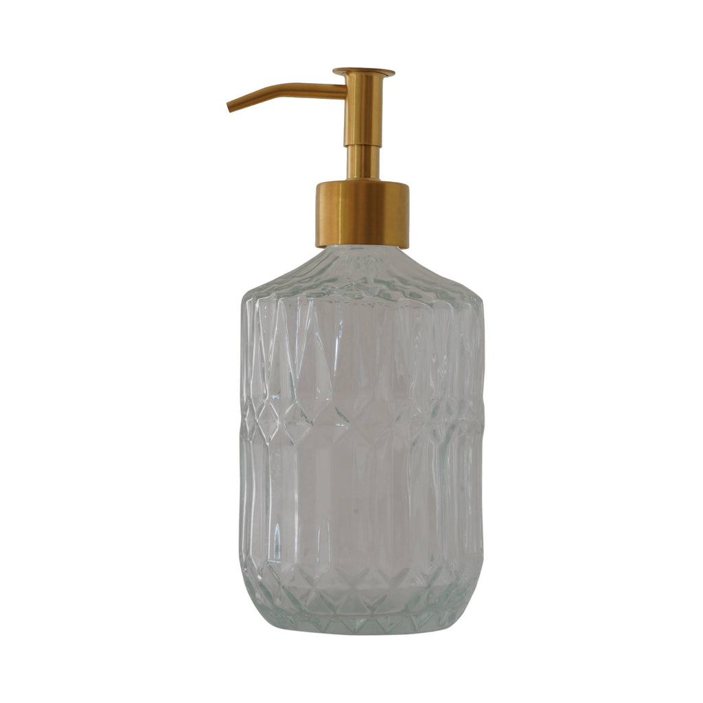 Slim Pump Crystalline Pattern Glass Liquid Soap Dispenser
