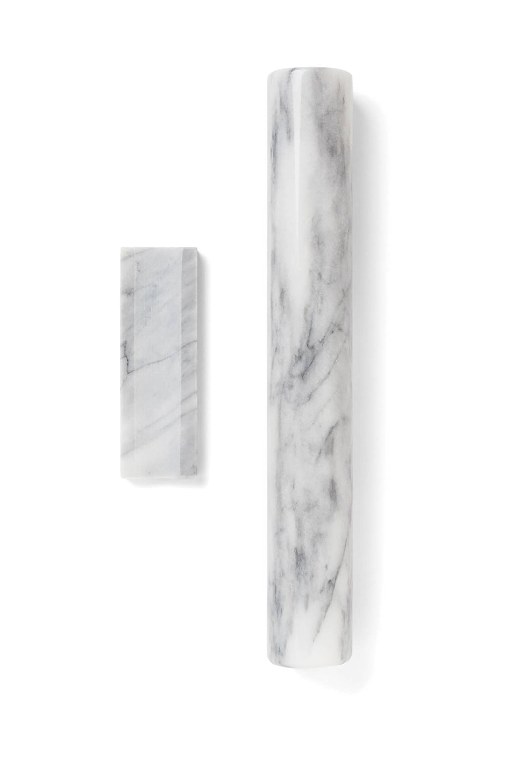 Fox Run Marble French Rolling Pin with Base, White, 11"