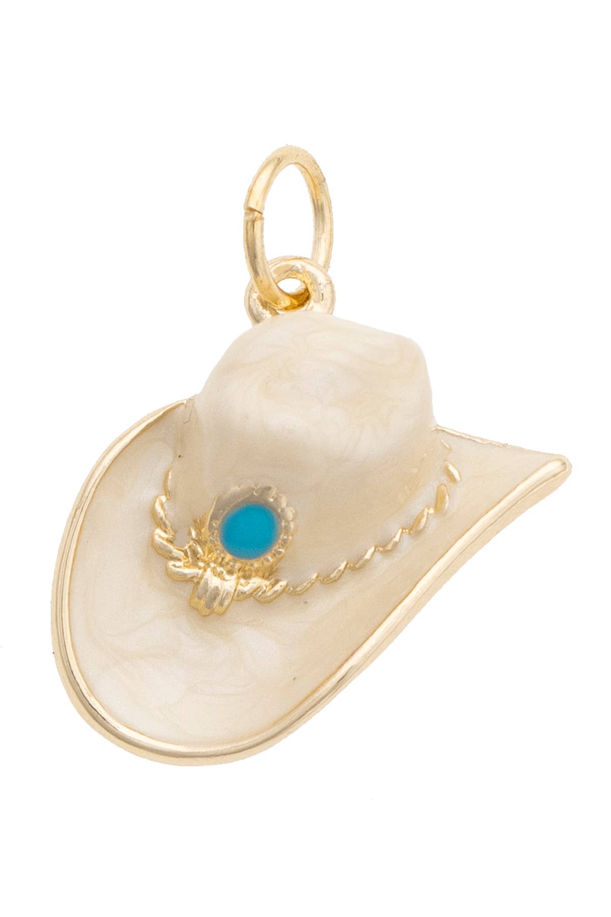 Western Concho Hat Charm in Bone