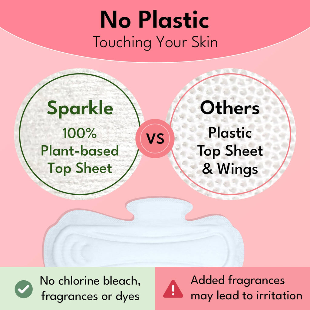 Sparkle Plant-based Maxi Pads Overnight 10ct - Heavy Flow